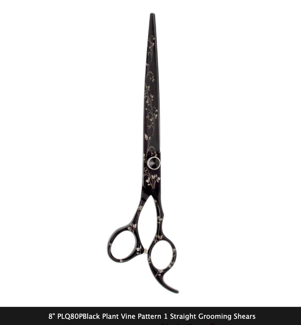 8" PLQ80P Black Vine Vogue Straight or Curved Grooming Shear