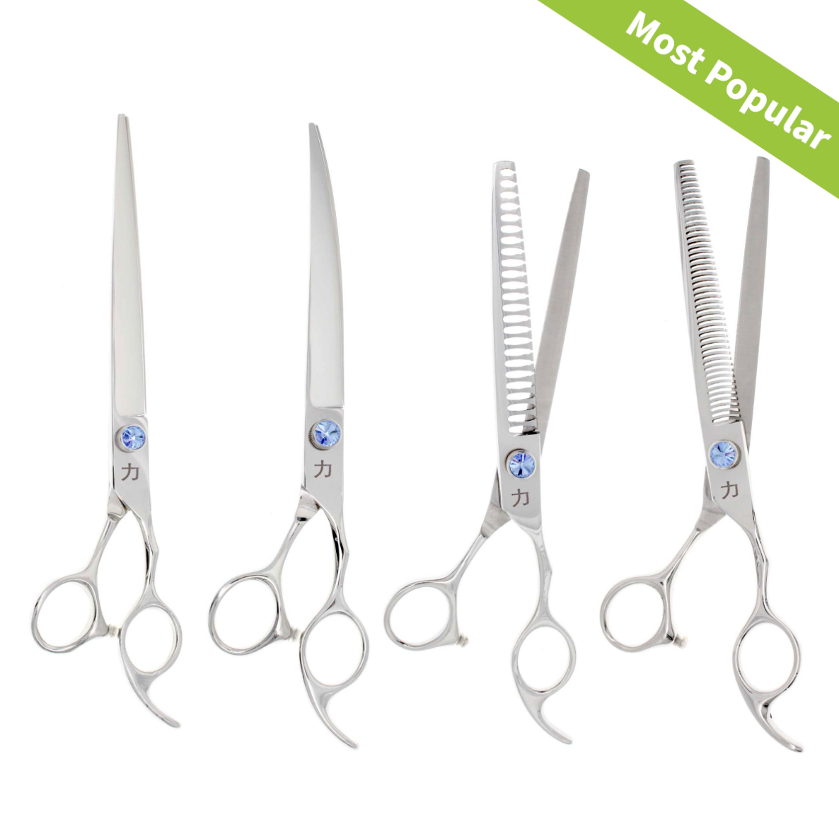 4 Pc PLQ Silver Professional Grooming Shear Kit